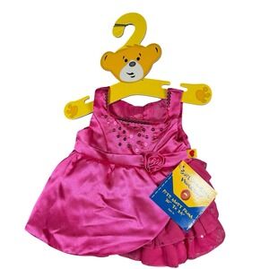 Build‎ A Bear Clothes Side Ruffle Dress Pink Floral Sequins Retired Vintage NWT